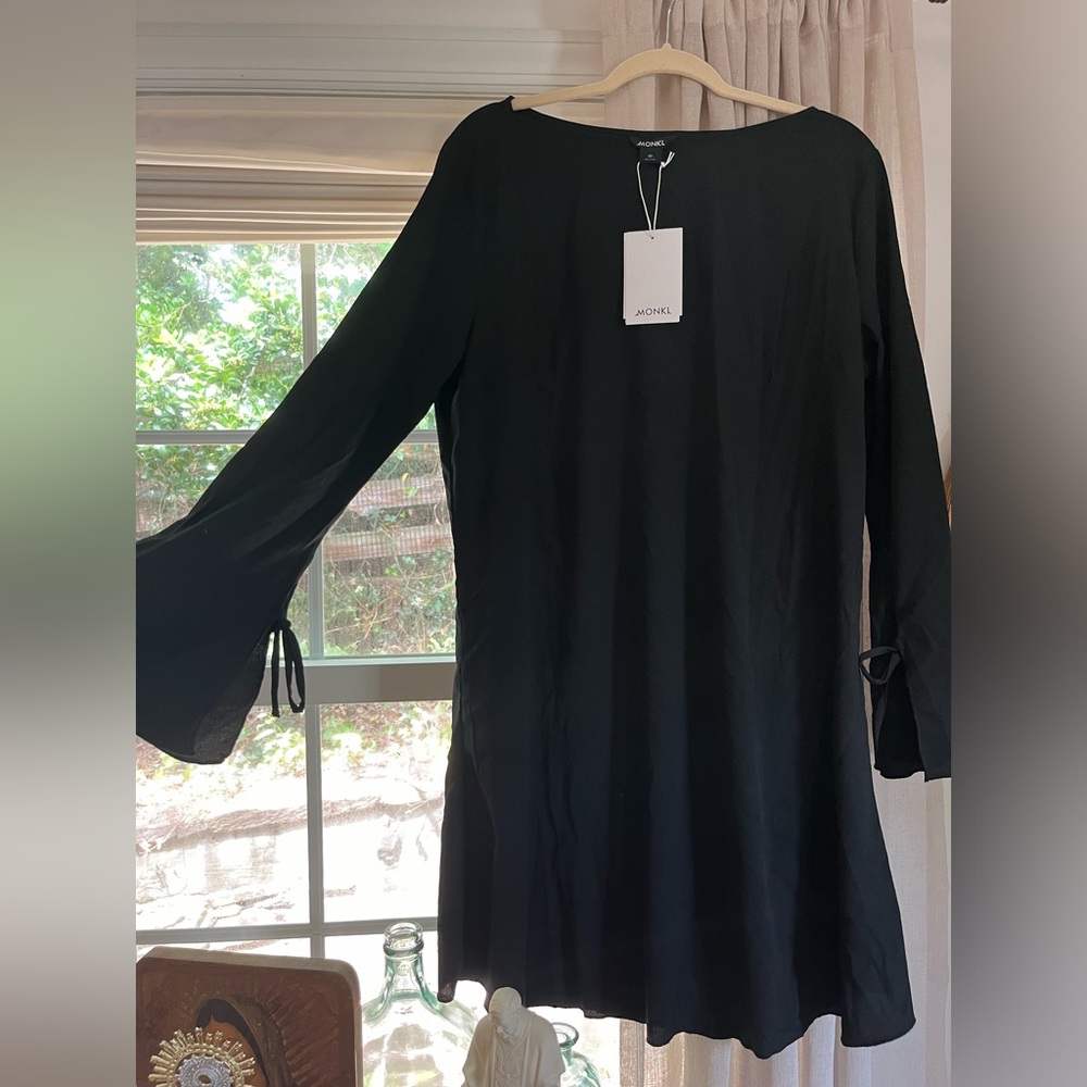 ASOS black mini dress with tie sleeves NWT